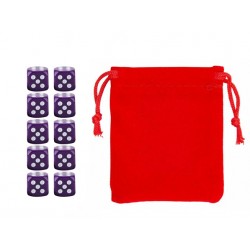 Purple Six-sided Dice Set (10) w/ Personal Dice bag FRONTLINE GAMES