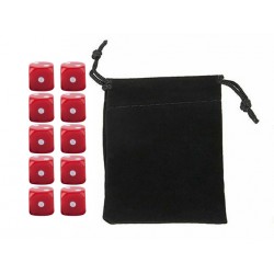 Red Six-sided Dice Set (10) w/ Personal Dice bag FRONTLINE GAMES