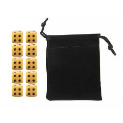 Yellow Six-sided Dice Set (10) w/ Personal Dice bag FRONTLINE GAMES