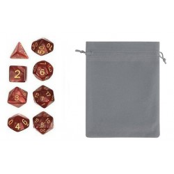 Polyhedral Dice Set (8) w/ Personal Dice bag 3A FRONTLINE GAMES