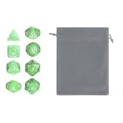 Polyhedral Dice Set (8) w/ Personal Dice bag 7A FRONTLINE GAMES