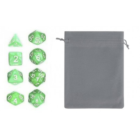 Polyhedral Dice Set (8) w/ Personal Dice bag 7A FRONTLINE GAMES