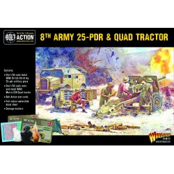 British 8th Army 25 pounder Light Artillery, Quad & Limber 28mm WWII WARLORD GAMES