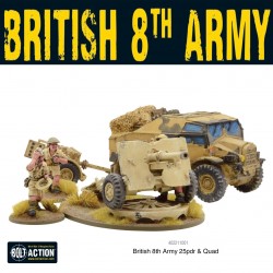 British 8th Army 25 pounder Light Artillery, Quad & Limber 28mm WWII WARLORD GAMES