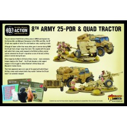 British 8th Army 25 pounder Light Artillery, Quad & Limber 28mm WWII WARLORD GAMES