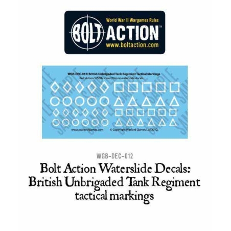 British Unbrigaded Tank Regiment tactical markings - white decal sheet 28mm WWII WARLORD