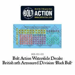 British 11th Armoured Division (Black Bull) decals sheet 28mm WWII WARLORD