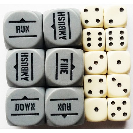 GREY ORDER DICE & D6s SET BOLT ACTION (16) WWII WARLORD GAMES