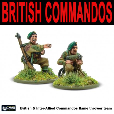British & Inter-Allied Commandos Flamer Team 28mm WWII WARLORD GAMES