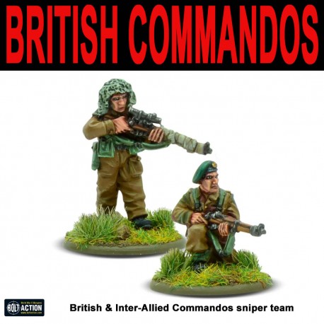 British & Inter-Allied Commandos Sniper Team 28mm WWII WARLORD