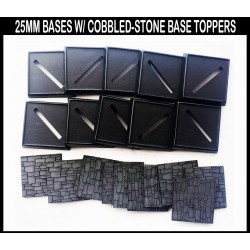 Cobbled Stone 25mm square bases (10) w/toppers Miniature Bases