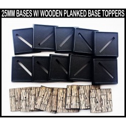 Wooden Planked 25mm square bases (10) w/toppers Miniature Bases