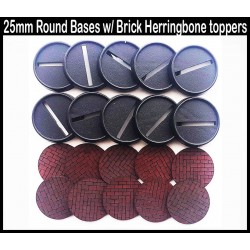Brick-Herringbone pre-painted 25mm round bases (10) w/toppers Miniature Bases