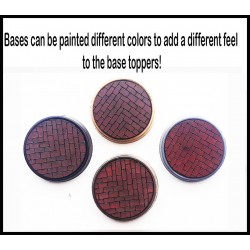 Brick-Herringbone pre-painted 25mm round bases (10) w/toppers Miniature Bases