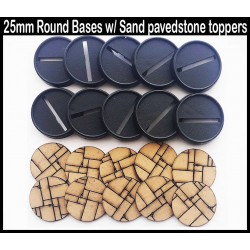 Sand Paved Stone pre-painted 25mm round bases (10) w/toppers Miniature Bases